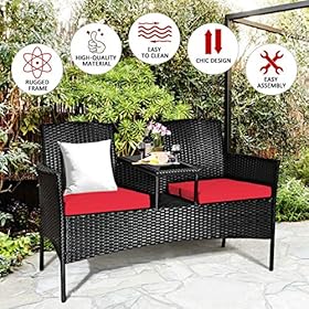 RELAX4LIFE Conversation Furniture Set with Table and Two Removable Cushions Rattan Wicker Chairs and Table Set for Patio… 617egyWBSyL