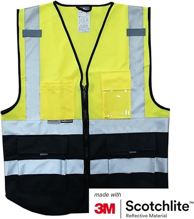 Salzmann 3M マルチポケット 反射ベスト イエロー＋ネイビー