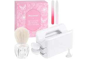 heemeei Dip Powder Recycling Tray System, Portable Nail Dip Powder Tray Kit with Nail Dust Brush, Glass Nail File, French Nail Art Manicure Essential Tool, Makeup Tool Glitter Saver(White)