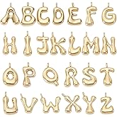 WADORN 26Pcs 18K Gold Plated A-Z Alphabet Letters Charms for Jewelry Making, Metal Pendant Letter Charm Glitter Pendants Beads Bracelet Necklace Earrings for Valentine's Day DIY Crafting