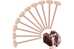 CJFOCUS 24 Pcs Mini Wooden Hammer for Chocolate Breakable Heart, Seafood Shellfish Crab Lobster Cracking Tool, Small Solid Hardwood Mallet, Craft Tool, Party Game Props
