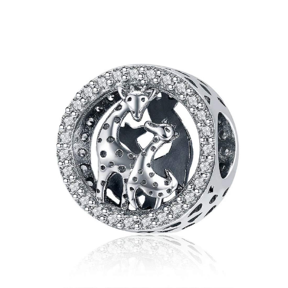 FeatherWish Sterling Silver 925 Charm Giraffe Family Mum Dad Baby Animal Family Travel Bead Charm Fits And Compatible With Pandora Bracelets Gift Friend Daughter Birthday Sister Mum (Bead)