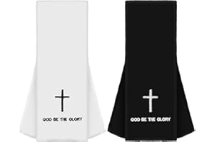 VitalCozy 2 Pcs Christian Cross Football Towel with Hook and Loop Closure, Cotton Quarterback Qb Sports Towel with Bible Cross for Football Jesus Faith White and Black (God Be The Glory)