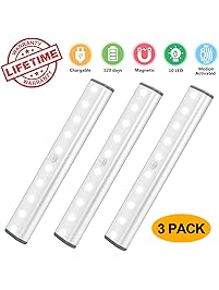 Under Cabinet Lighting,Closet Lights Motion Sensor Light LED Rechargeable Under Cabinet Lights Wireless LED Kitchen Cabinet Lights Under Counter Lighting Magnetic Closet Lighting White Light 3 Pack