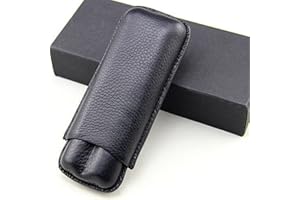cigar in style Cigar Case Holder - Black Leather 2 ct Adjustable Cigar Case Travel Holder