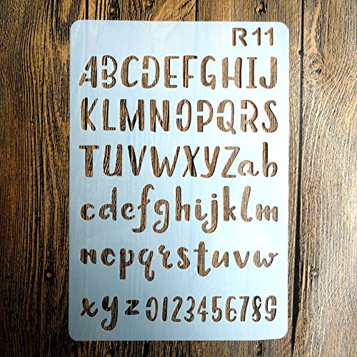 Onest 12 Pack Letter and Number Stencils Alphabet Stencil for Bullet Journal Supplies Scrapbooking Painting Drawing Craft -7×10 inch - Thumbnail 4