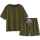 Zenlonr Women's Two Piece Lounge Sets 2026 Summer Casual Oversized Shirts Shorts Matching Airport Travel Outfit