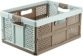 keeeper Lea Cajas de almacenaje, PP/TPE, Azul/Marrón, 48 x 34.5 x 23.5 cm 