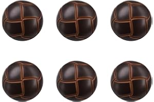 6Pcs Brown 20 mm Genuine Leather Cover Buttons, Round Shank Sewing Buttons Sew on Football Button with Shank Sew for Clothes 