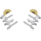 POPLYKE Claw Earrings for Women Sterling Silver Trendy Cubic Zirconia Ear Cuff Earrings Jewelry for Women