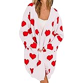 Women's Heart Knit Cardigan Valentines Long Sleeve Open Front Knitted Sweater Fall Spring Coat Tops Outwear