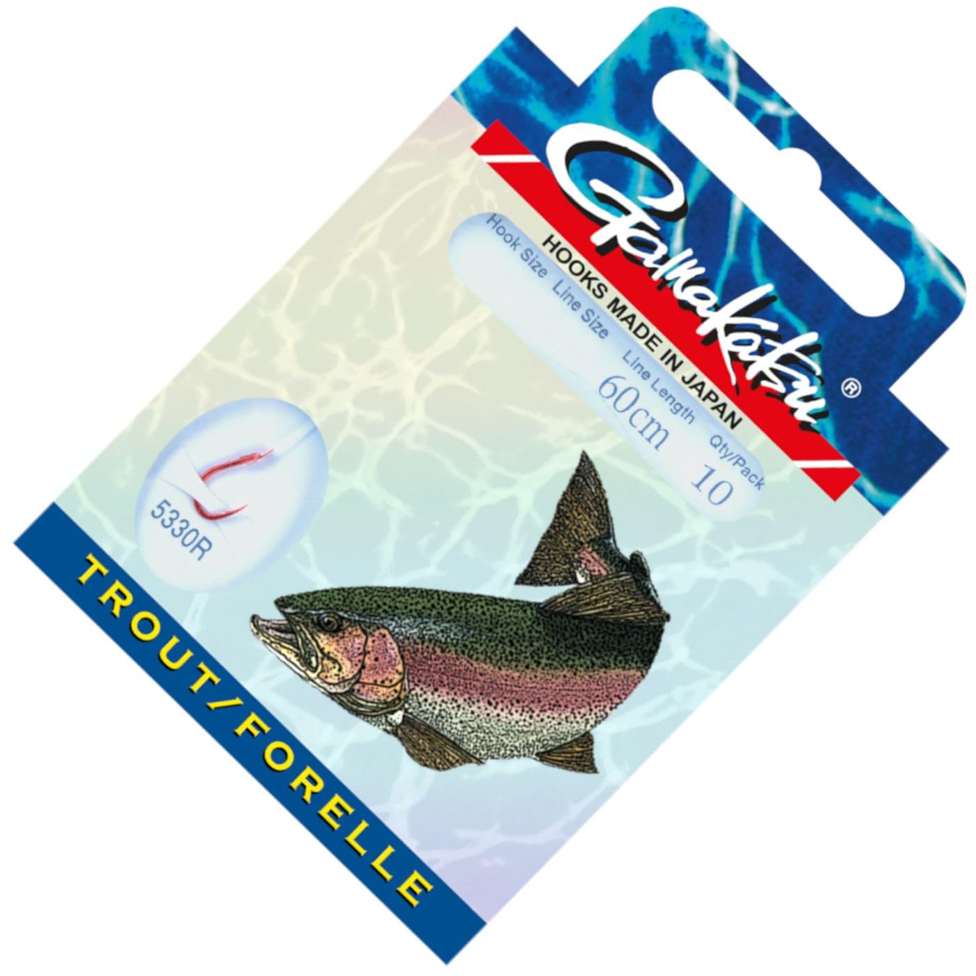 Gamakatsu 5330R Trout Hook, Size 8, Red, 10 Pieces