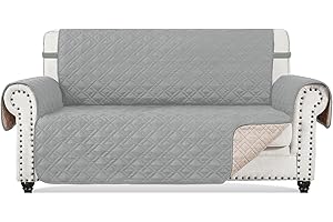ROSE HOME FASHION RHF Anti-Slip Loveseat Covers for Leather Sofa, Couch Cover, Loveseat Cover for Living Room, Slipcover&Love Seat Couch Covers, Slip-Resistant Couch Cover for Leather Sofa (Loveseat: Light Grey)