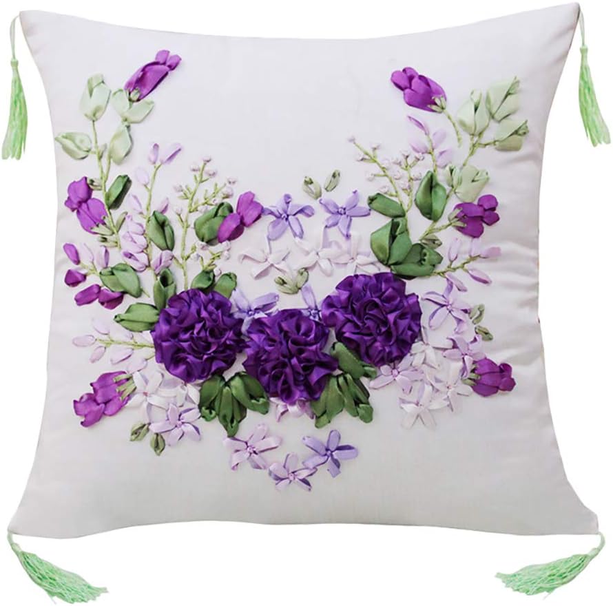Ribbon embroidery kits diy flower latch hook pillow cover making kits Ribbon embroidery kits diy flower latch hook pillow cover making kits