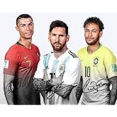 Ikonic Fotohaus Lionel Messi Cristiano Ronaldo Neymar Jr Signed Photo Autograph Print Wall Art Home Decor
