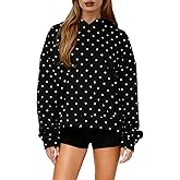 Morlaeley Women Polka Dot Hoodie Oversized Long Sleeve Y2k Aesthetic Graphic Sweatshirt Preppy Hooded with Pocket