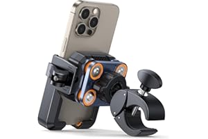 BOVEMANX Motorcycle Phone Mount [Military Anti Vibration][Camera Friendly] Cell Phone Holder for Motorcycle Bike Phone Mount Handlebar Clamp for Phone 4"-7.2", Orange