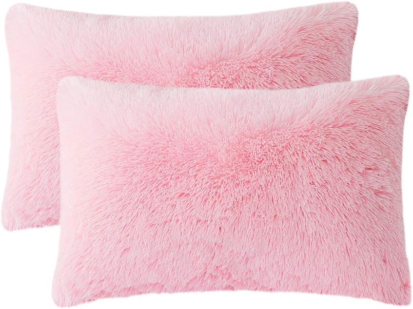 Amazon Com Liferevo 2 Pack Shaggy Plush Faux Fur Pillow Shams