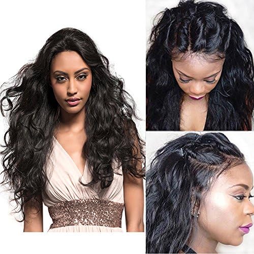 Berimy Glueless Full Lace Human Hair Wigs for Black Women 130% Density Natural Color Body Wave Brazilian 8A Lace Front Human Hair Wigs with baby Hair Pre Plucked Hair Line (Full Lace Wig 12)