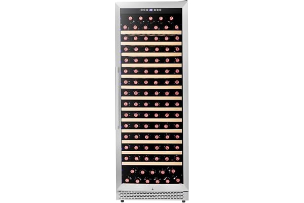 ExploreHorizon 154 Bottle Wine Cooler Refrigerator, Large Built-In or Freestanding Dual Zone Wine Fridge with UV Resistant Glass Door & LED Lighting, Commercial Grade 35-64Â°F Temperature Control
