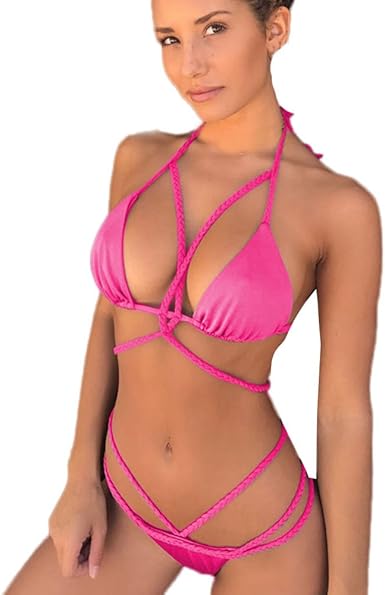 hot pink high waisted bathing suit