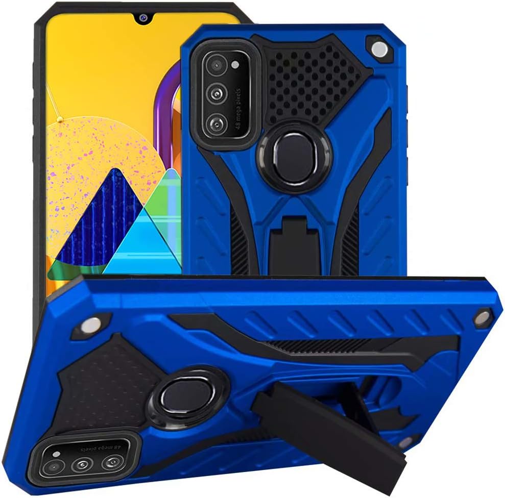 Galaxy M30S Case,Full Body Protective Silicone Gel Personalised Tough Armor Phone Case with A Kickstand Holder for Samsung Galaxy M30S (Blue)