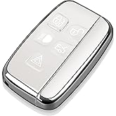 Tukellen for Land Rover Key Fob Cover Soft TPU Full Protection Key Shell Key Case Compatible with Land Rover LR4 Range Rover Sport Evoque Jaguar XF XJ XJL F-pace (White)