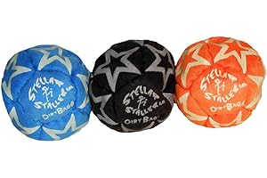 DIRTBAG Footbag Stellar Staller 3 Pack, Glow in The Dark 12-Panel Footbag Hacky Sack, Hand-Stitched, Synthetic Suede.