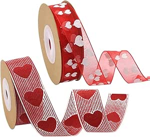 Amazon.com: Red Love Heart Printed Fabric Ribbons Crafting Art Fashion