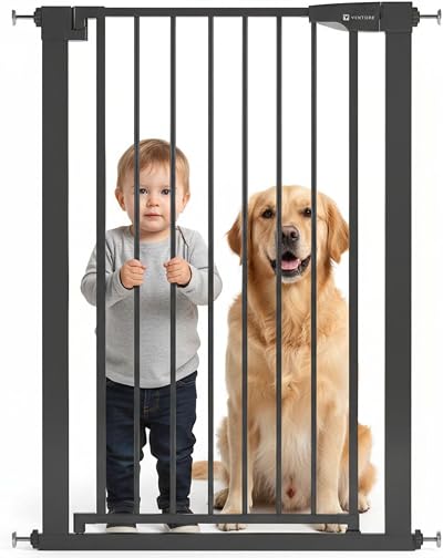 Venture Q-Fix 110cm Extra Tall Baby Gate for Stairs 73-80cm Wide Black
