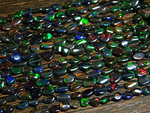 AAA-Black Ethiopian Welo Opal Smooth Nuggets- 18"Strand -Stones measure- 5-8mm
