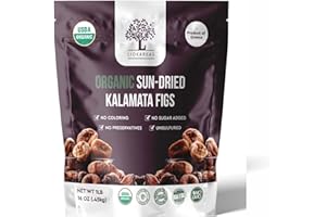 LIOKAREAS ORGANIC GREEK Kalamata Sundried Figs - USDA Organic Certified - NONGmo - Vegan - Gluten Free - High Fiber - No Sugar Added - No Preservatives - No Coloring - Unsulfured - Product of Greece - Sweet Tasting - Resealable Zipper Pouch