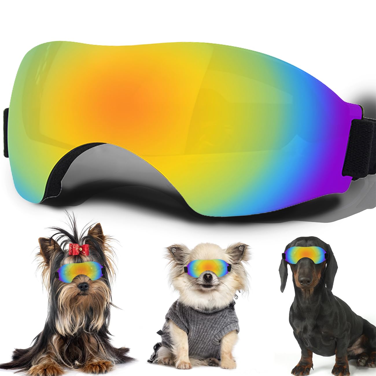 Winproof Small Dog Puppy Sunglasses with UV Protection, Adjustable Strap, Suitable for Dogs Eyes Protection