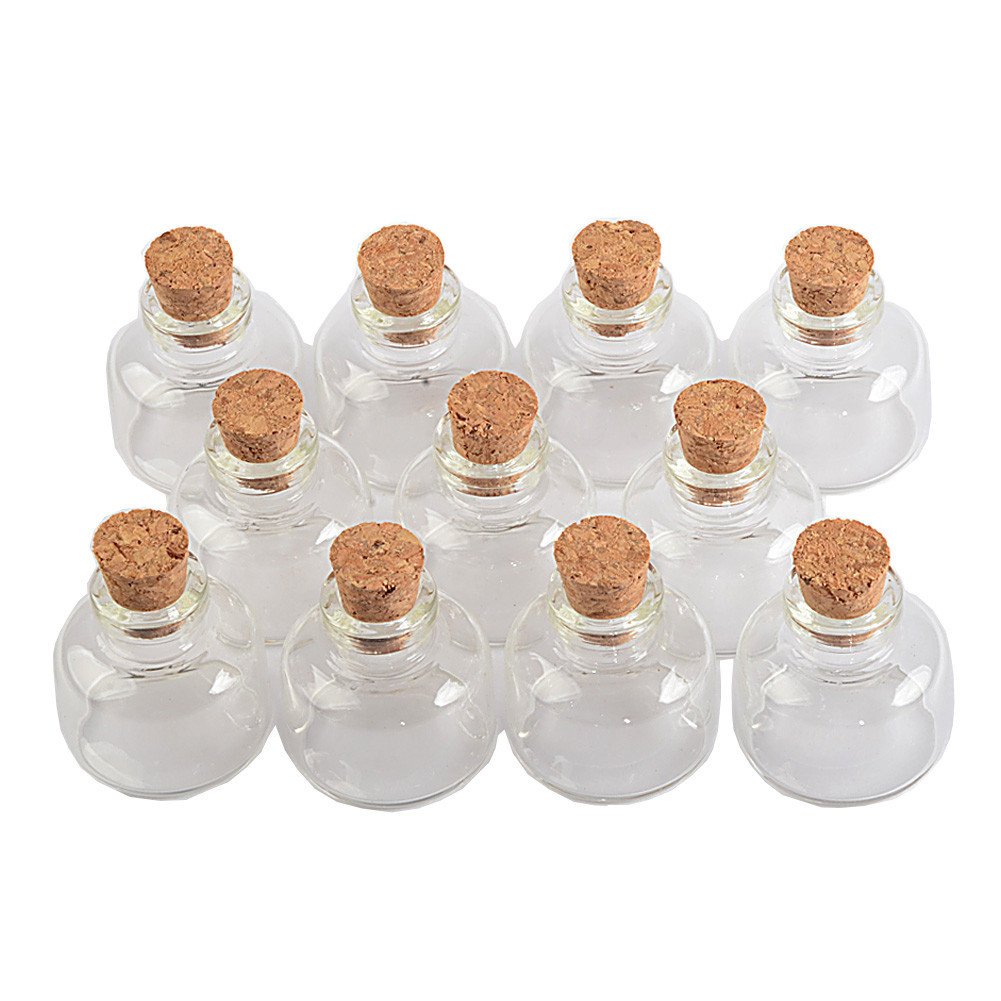 10ml Transparent Glass Cork Bottles Crafts Vials Glass Empty Wishing Bottles Jars Containers DIY Vials for Wedding Party (12, 10ml)