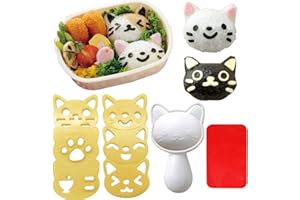 VANVENE Small Rice Ball Mold Sets Lovely Cat Pattern DIY Sushi Bento Nori Kitchen Rice Mould DIY Kitchen Tools with Nori Seaweed Punch Cutter for Home Party Kids meal Make