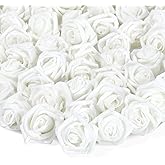 Bright Creations Fake Foam Flower Heads - 2-Inch White Stemless, 200 Pack - Artificial Flowers Bulk for Crafts & Decor