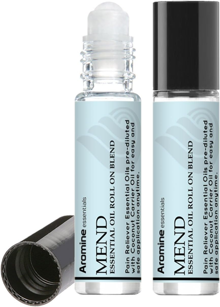 Mend Pain Relief Essential Oil Roll On, Pre-Diluted Roller 10ml (Pack of 2)
