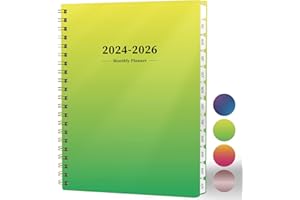Ymumuda 2024-2026 Monthly Planner - 2 Year Monthly Planner, JUL.2024 to JUN.2026, 8.5" x 11", Large Planner with Spiral Bound, Ample Writing Space, Excellent for School & Office Schedule, Yellow Green