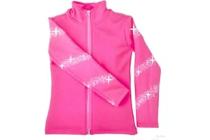JoyCan Girl's Black Ice Figure Skating Training Jacket with Sparkling Rhinestone Plush Premium Skating Training Clothes