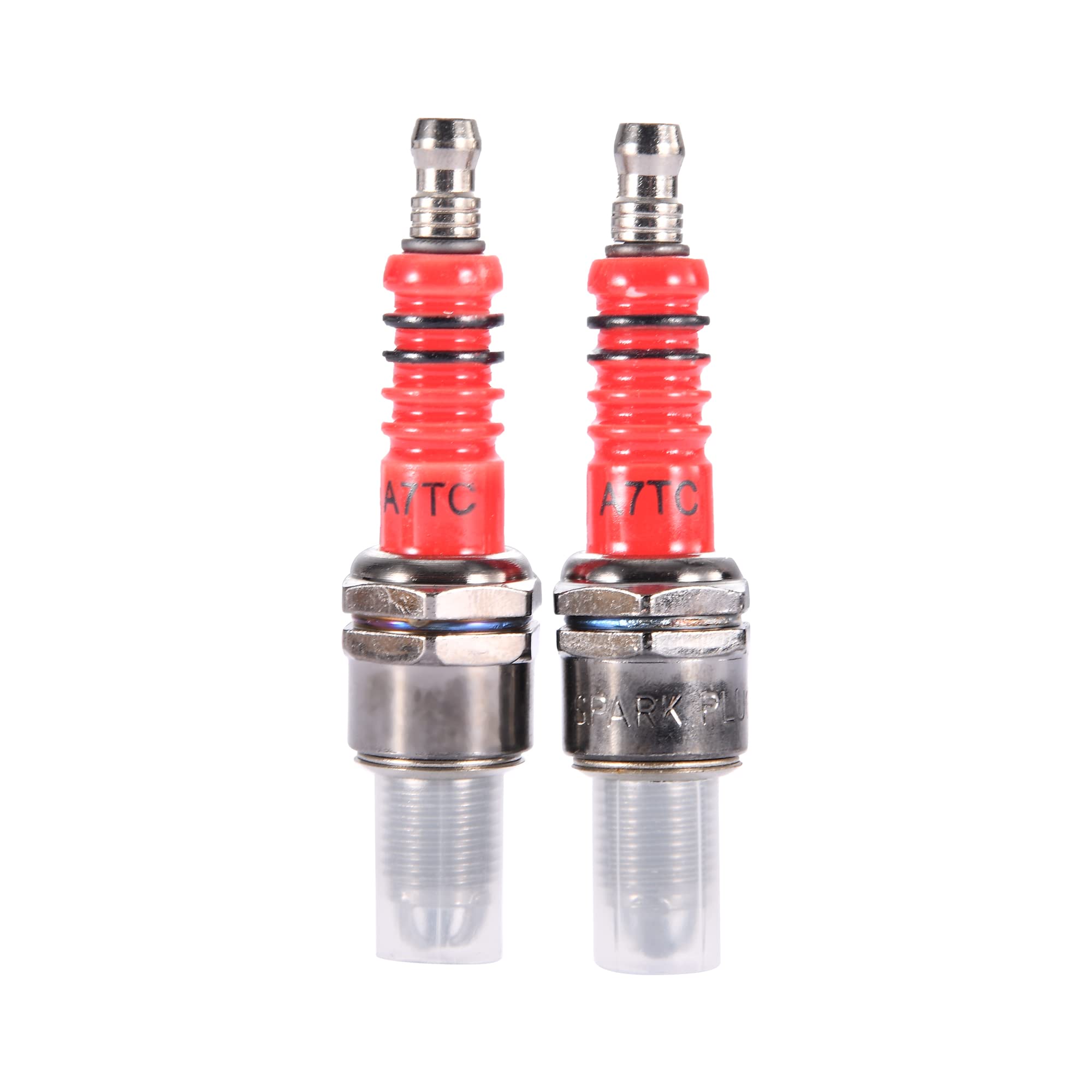WOOSTAR A7TC Spark Plug with 3 Electrode Replacement for GY6 50cc 70cc 90cc 110cc 125cc Moped Scooter ATV Quad Pack of 2