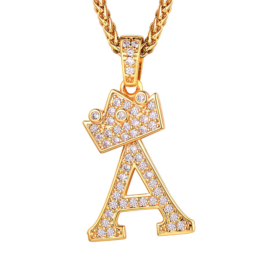 Richsteel Initial A Pendant For Women Gold Chain Mens Necklace Letter Bling Name Necklaces