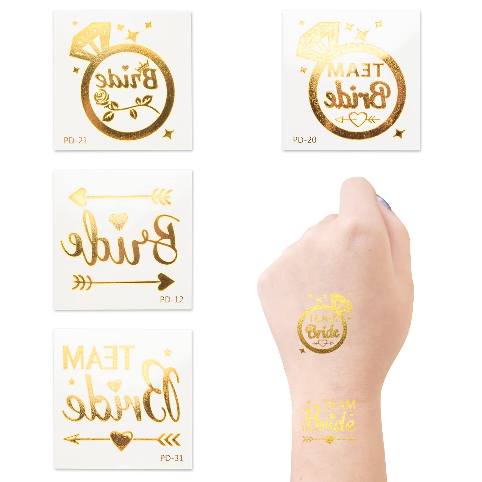 AIBAOBAO 20 Pack Hen Party Temporary Tattoos for Hen Night Game Accessories Bridesmaid Gift Bags Include Team Bride Tattoos Transfers for Wedding, Engagement, Bachelor Party, Bride to Be Decorations