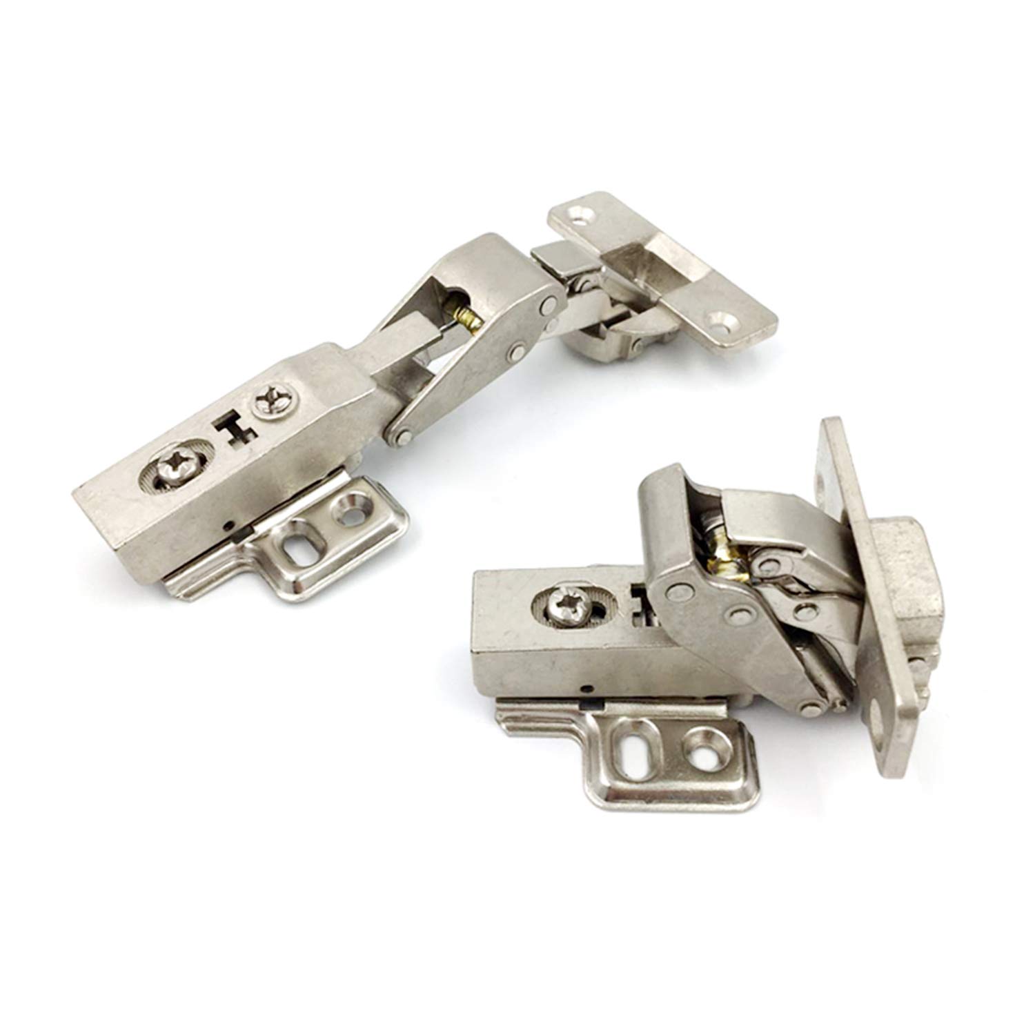 LIKERAINY 135 Degree Mitred Hinge 35mm with Hydraulic Damper for Furniture Cabinet Chamfered Door with 45° Soft Close Hinges Nickel-Plated for Cupboard Wardrobe Pack of 2