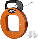 islewire 240 ft Electrical Fish Tape, 1/8-Inch Steel Wire Puller with Formed Hook, Easy-to-Use Cable Puller Tool with Ergonomic Handle &amp; Durable Housing for Walls and Electrical Conduit