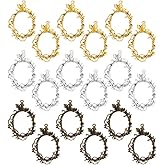SUPERFINDINGS 18Pcs 3 Colors Vintage Open Back Bezel Pendants with Butterfly,Alloy Frame Pendant for Necklace Jewerly Making,Metal Viney Frame Charms, Hollow Mould Pendants for DIY Craft Show