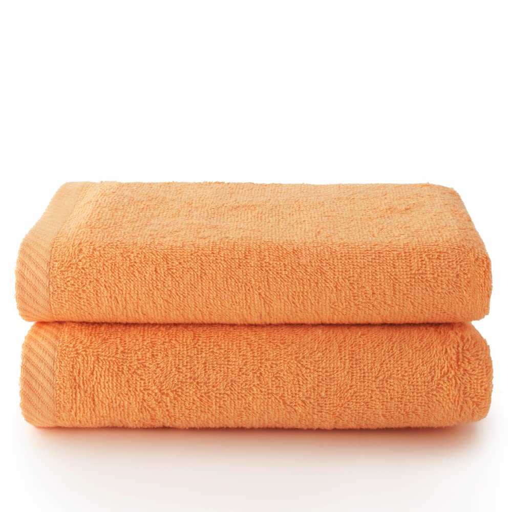 Top Towel - Plus - Large bath towels - Bath towels - 2 face towels or bidet - 30x50cm - 100% cotton - Papaya