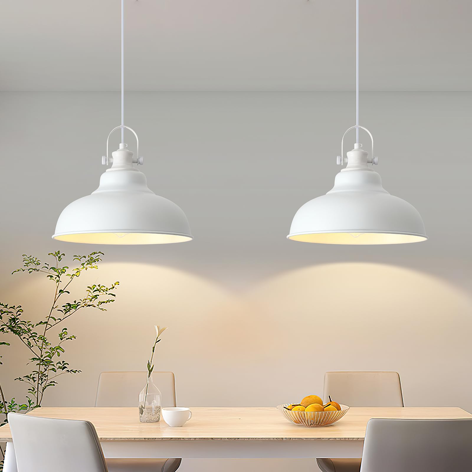 Photo 1 of GUIHUALOVE White Pendant Lights Kitchen Island, 2 Pack Kitchen Island Lighting, Farmhouse Pendant Light Fixtures (11.41" W), Island Pendant Light for Kitchen, Dining Room, Bedroom