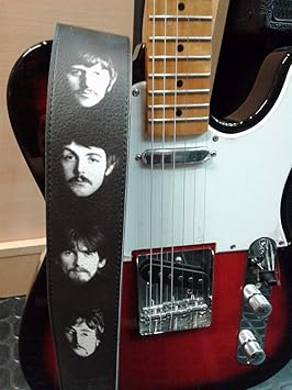 The Beatles - Correa de piel reciclada para guitarra, tamaño ajustable, unisex