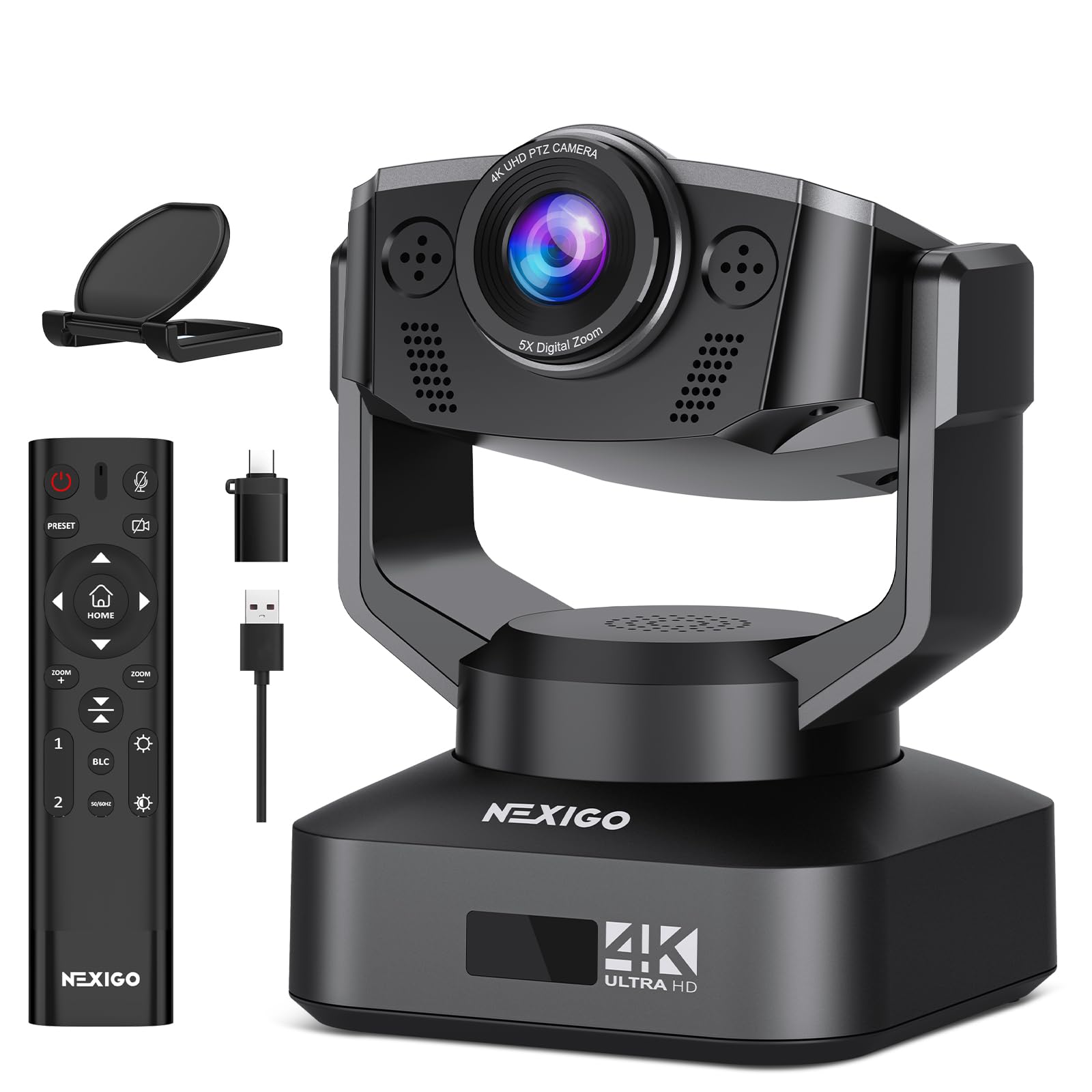 Zoom Certified, NexiGo N990 4K PTZ Zoomable Webcam, Video Conference Camera System with 5X Digital Zoom, Sony Starvis Sensor, Position Preset, Dual Stereo Mics, 3.5mm Audio Jacks for External Mics — image 1