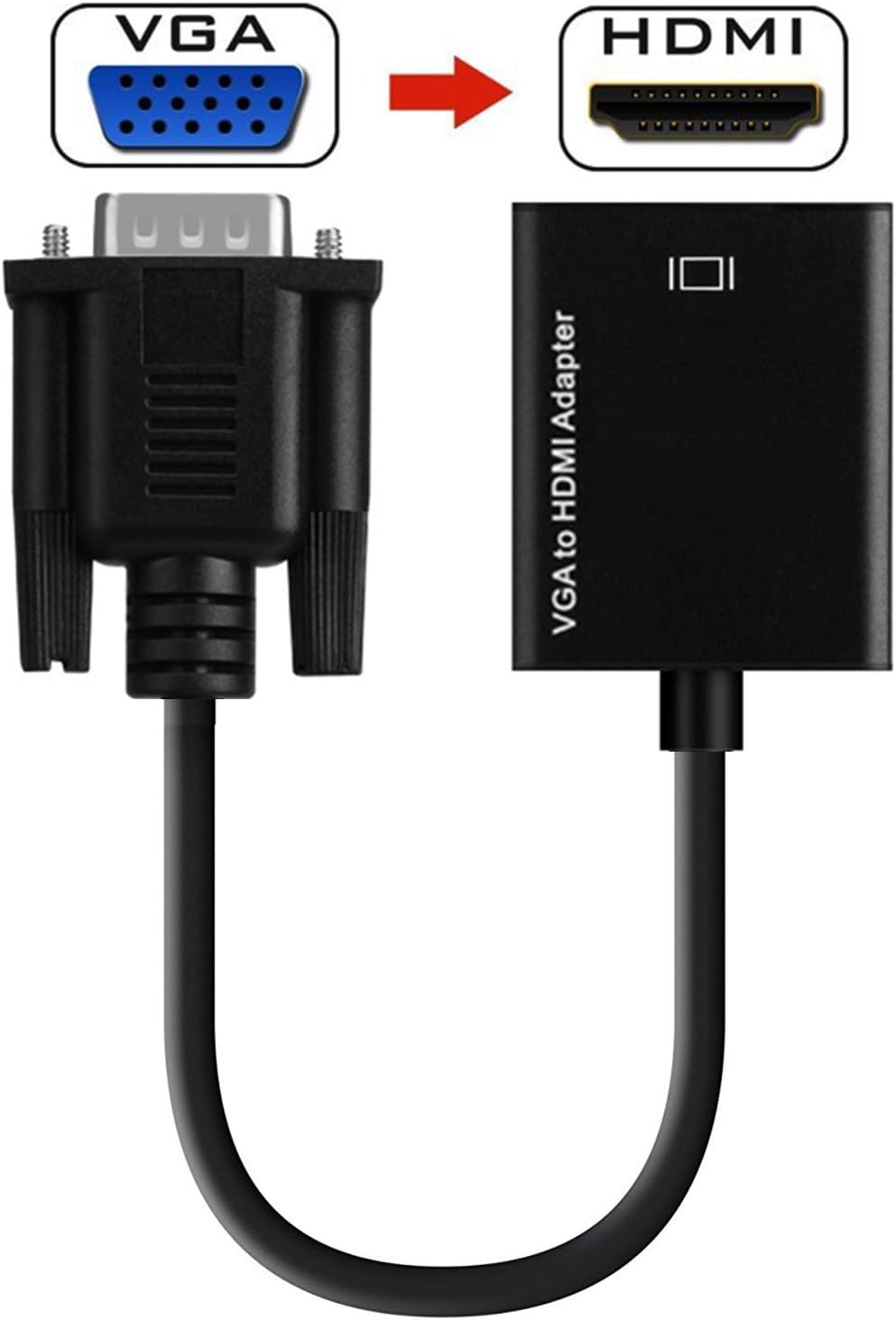 Lexsong VGA to HDMI Adapter with Audio (Old PC to TV/Monitor with HDMI) VGA to HDMI TV Converter for HDTV, Computer, Projector with Audio Cable and Mini USB Cable,Includes Bonus High Speed HDMI Cable